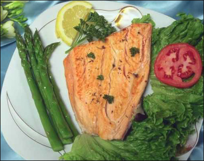 Fatty fish like this salmon steak are rich in omega 3.